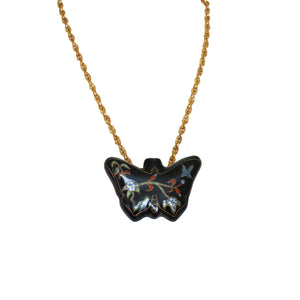Diane Von Furstenberg Vintage 1970s Ceramic Butterfly Pendant and Chain - ShopCurious