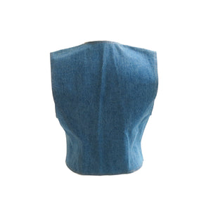 Denim Waistcoat with Tan Suede Detailing - ShopCurious
