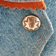 Load image into Gallery viewer, Denim Waistcoat with Tan Suede Detailing - ShopCurious
