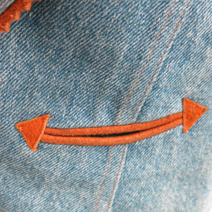 Denim Waistcoat with Tan Suede Detailing - ShopCurious