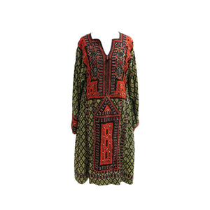 Hand Embroidered Diamond Print Ethnic Kaftan - ShopCurious