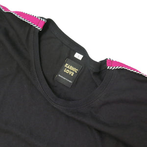 Euphoria T-Shirt - Black with Aubergine Epaulette - shopcurious