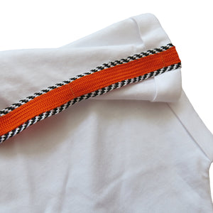 Euphoria T-Shirt - White with Orange Epaulette - shopcurious