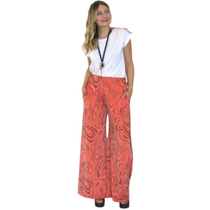 Nimbus Palazzo Pant - Orange Liquid Swirl - shopcurious