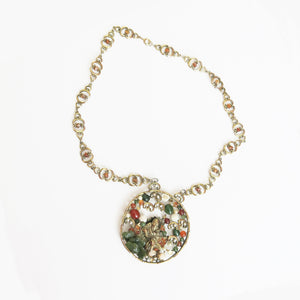 Garden Buddha - Vintage Swoboda Pendant with Semi-Precious Stones - shopcurious