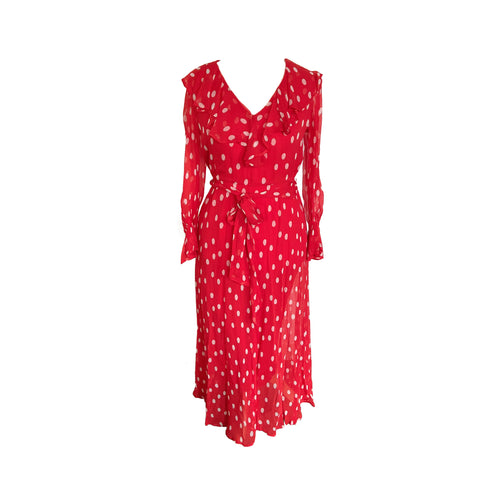 Ghost Red and White Polka Dot Georgette Everly Maxi Dress - ShopCurious