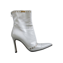 Load image into Gallery viewer, Gina White Studded Stiletto Ankle Boots - ShopCurious
