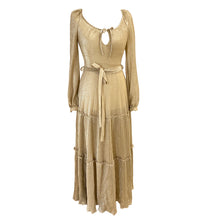 Load image into Gallery viewer, Vera Mont Gold Lurex Pleated Skirt Dress - ShopCurious
