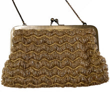Load image into Gallery viewer, Gold Beaded Zigzag Vintage Evening Bag - ShopCurious
