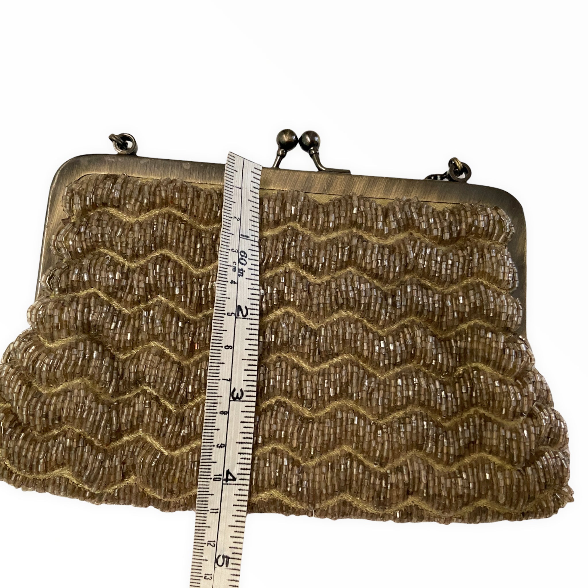 Gold Beaded Zigzag Vintage Evening Bag