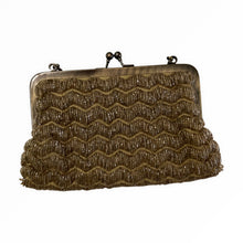 Load image into Gallery viewer, Gold Beaded Zigzag Vintage Evening Bag - ShopCurious
