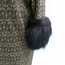 Load image into Gallery viewer, Couture Metallic Knit Vintage Evening Coat with Fur Cuffs - ShopCurious
