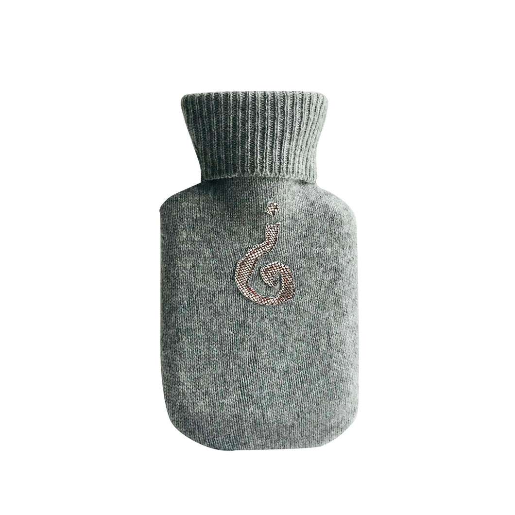 Curious Hot Water Bottle – Upcycled Cashmere, Grey with Bronze - shopcurious