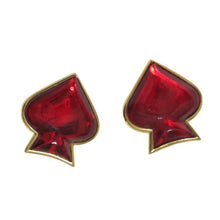Load image into Gallery viewer, Red Spades Earrings – Vintage YSL - shopcurious

