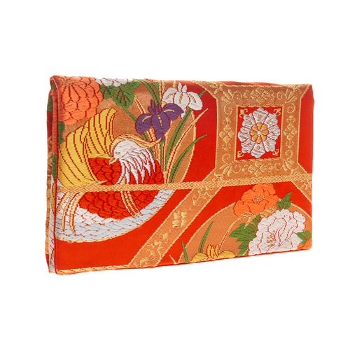 Iris and Chrysanthemums II: Upcycled Obi Envelope Clutch/Shoulder Bag - ShopCurious