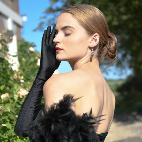 Ophelia - Satin Opera Glove with Feathers - shopcurious