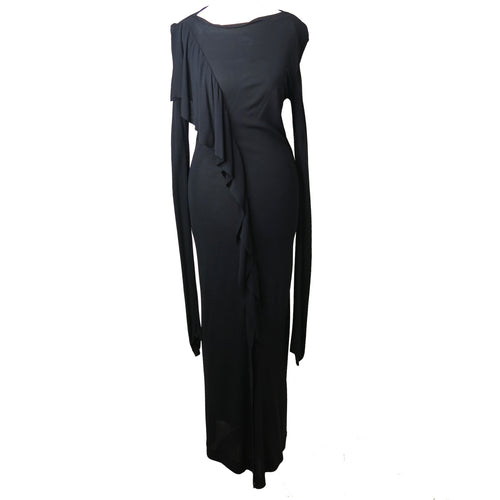 Vintage Jean-Paul Gaultier Bias Cut Jersey Diagonal Frill Dress - shopcurious