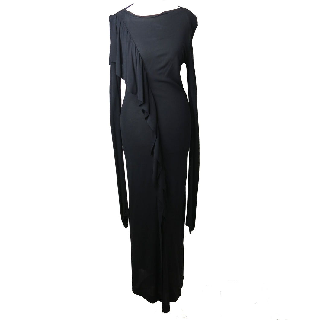 Vintage Jean-Paul Gaultier Bias Cut Jersey Diagonal Frill Dress - shopcurious