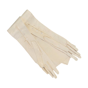 Super Long 1920s Ivory Kid Mousequetaire Opera Gloves Size Extra Small - ShopCurious