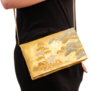 Kinkakuji: Upcycled Obi Envelope Clutch/Shoulder Bag - ShopCurious