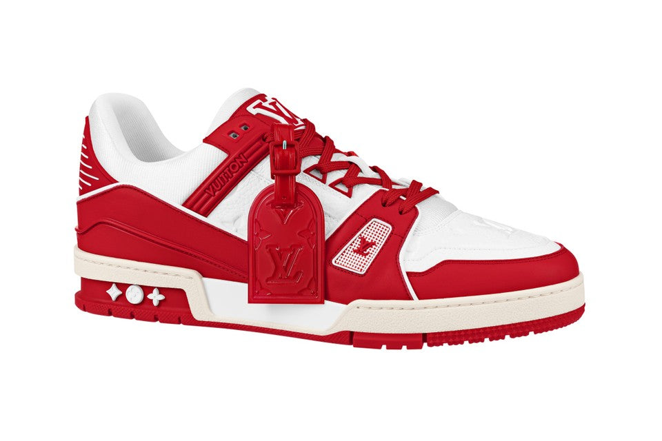 Preloved Louis Vuitton Trainers in Red and White - shopcurious