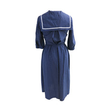 Load image into Gallery viewer, Laura Ashley 1970s Vintage Polka Dot Cotton Sailor Dress with Neck Tie and Bib - ShopCurious
