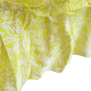 Printed Yellow Silk Spaghetti Strap Sundress - ShopCurious
