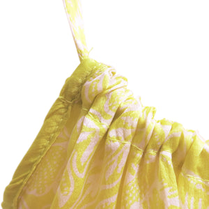 Printed Yellow Silk Spaghetti Strap Sundress - ShopCurious