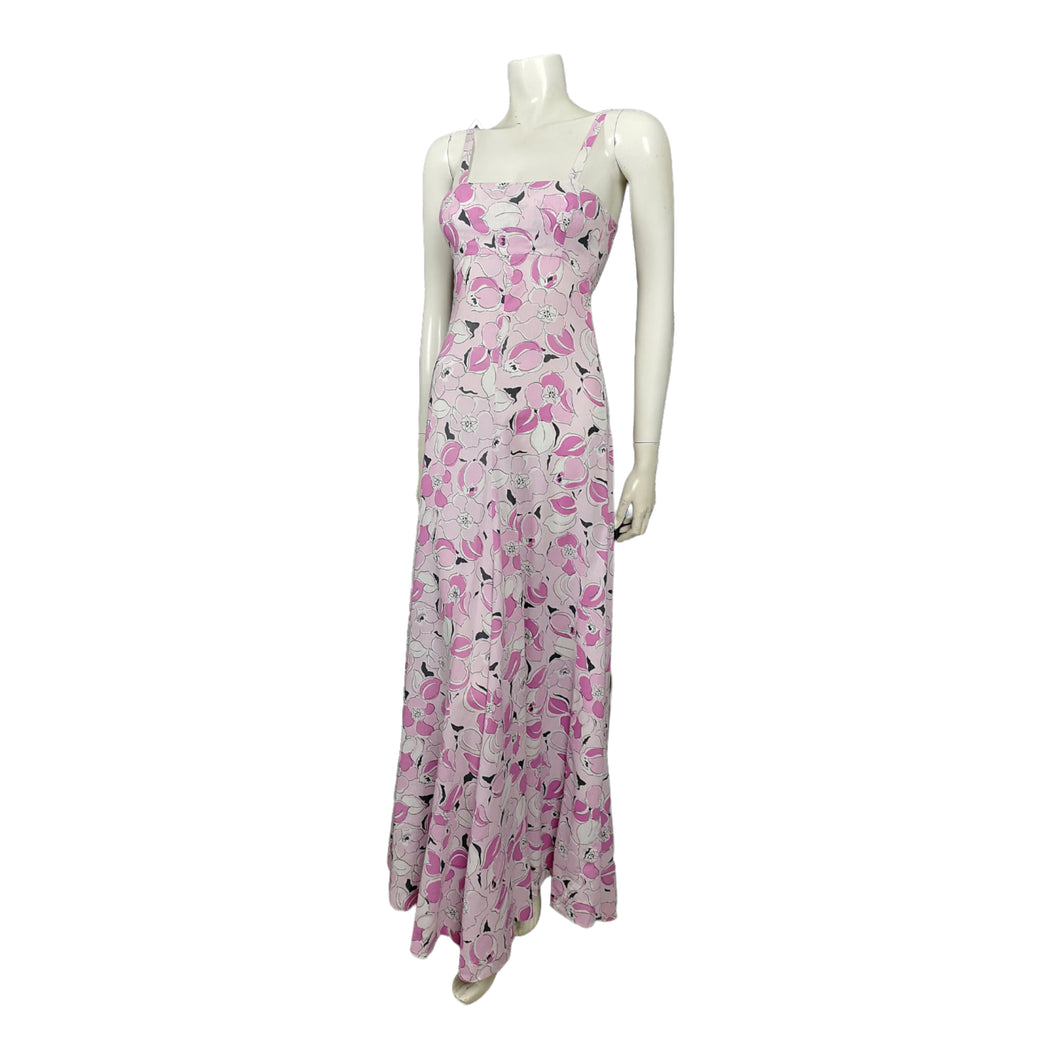 Original 1973 Biba Pink Floral Cotton Maxi Dress - Good Condition - shopcurious