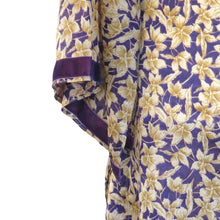 Load image into Gallery viewer, Lotus Kaftan - Gold and Aubergine with Velvet Trim - shopcurious
