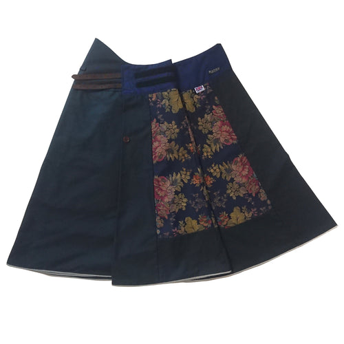 Luxurious Blue: Hand-Tailored Wax Cotton Riding Skirt - ShopCurious