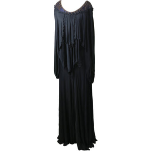 1970s Marisa Martin Floor-Sweeping Layered Gown - shopcurious