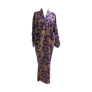 Mauve and Gold Ikat Vintage Kimono - ShopCurious