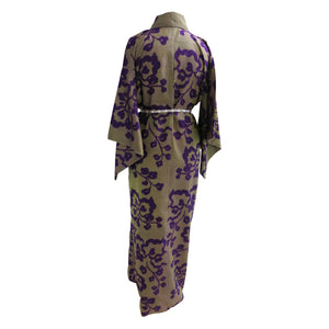 Mauve and Gold Ikat Vintage Kimono - ShopCurious