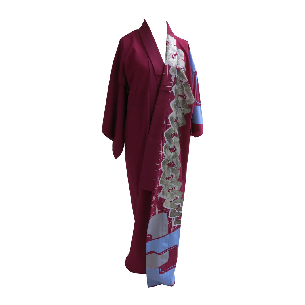 Abstract Art Violet Vintage Kimono - ShopCurious
