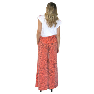 Nimbus Palazzo Pant - Orange Liquid Swirl - shopcurious