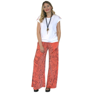 Nimbus Palazzo Pant - Orange Liquid Swirl - shopcurious