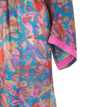 Load image into Gallery viewer, Nirvana Kimono Gown - Turquoise/Multicolour with Velvet Trim - shopcurious
