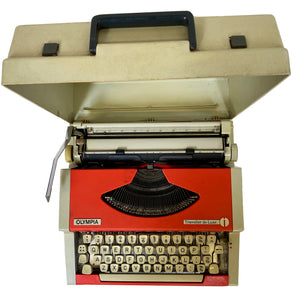 Olympia Traveller de Luxe Red and Grey Vintage Typewriter - ShopCurious