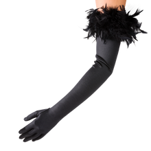 Load image into Gallery viewer, Ophelia - Satin Opera Glove with Feathers - shopcurious
