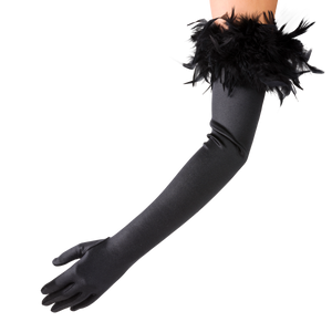 Ophelia - Satin Opera Glove with Feathers - shopcurious