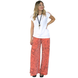 Nimbus Palazzo Pant - Orange Liquid Swirl - shopcurious