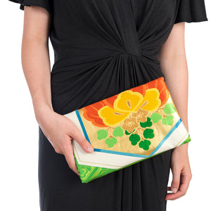 Paulownia: Upcycled Obi Envelope Clutch/Shoulder Bag - ShopCurious