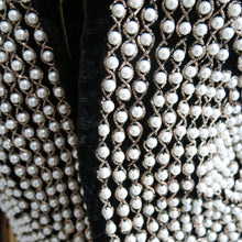Load image into Gallery viewer, Pearl Beaded Vintage Black Velvet Waistcoat - ShopCurious
