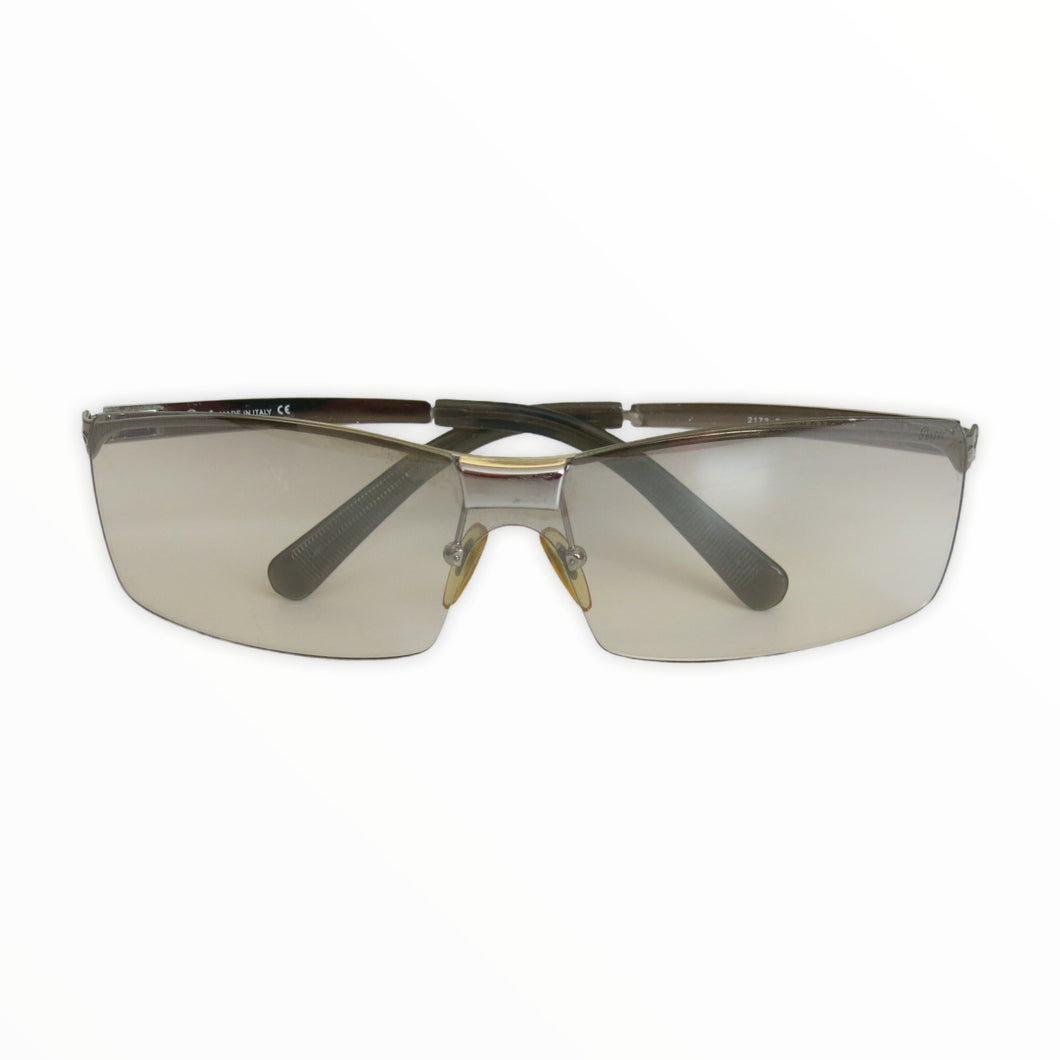 Persol Light Silver Metal Framed Sunglasses in Original Case - ShopCurious