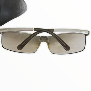 Persol Light Silver Metal Framed Sunglasses in Original Case - ShopCurious