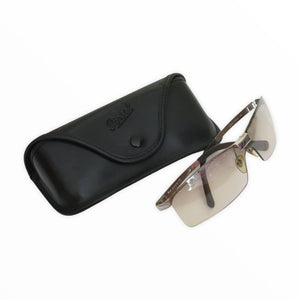 Persol Light Silver Metal Framed Sunglasses in Original Case - ShopCurious