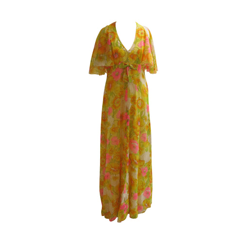 Floral and Floaty Vintage John Charles of London Long Dress - ShopCurious