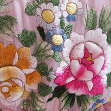 Load image into Gallery viewer, Flower Embroidered Powder Pink Silk Vintage Kimono - ShopCurious
