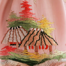 Load image into Gallery viewer, Flower Embroidered Powder Pink Silk Vintage Kimono - ShopCurious
